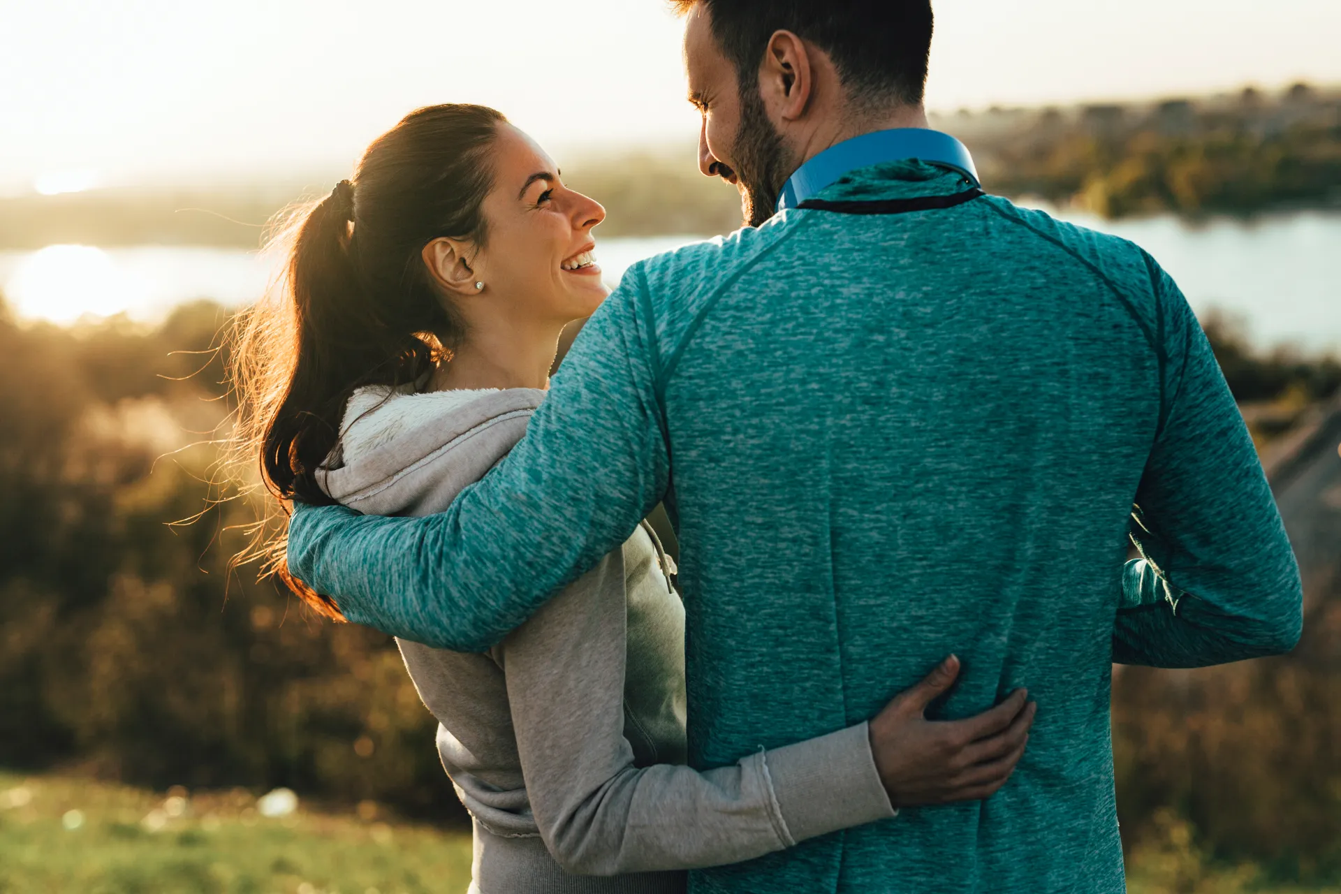 happy young sporty couple sharing romantic moments utc